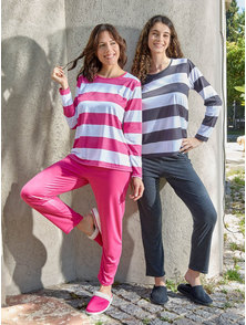 PIJAMA DAMA LARGO RAYADO TALLES 2 AL 4