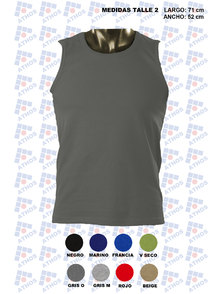 REMERA ADULTO SIN MANGA COLOR ALGODON TALLE 2