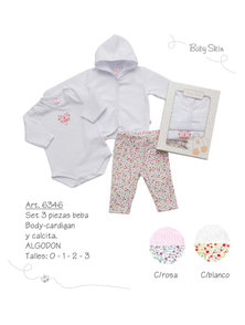 SET BEBA CARDIGAN-CALZA-BODY TALLE 0 AL 3