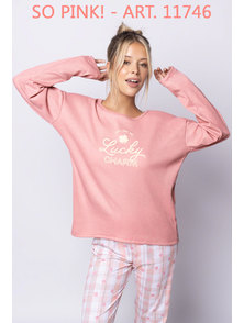 PIJAMA DAMA LARGO REMERA WAFLE BRILLO